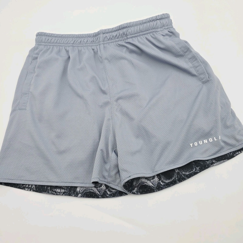 Youngla Skulls AOP Reversible Mesh Workout Shorts Gym 1111 Men's Size Medium - Picture 15 of 16